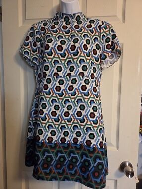 Zara Reteo Geometric Print Shift Mini Dress Size Large